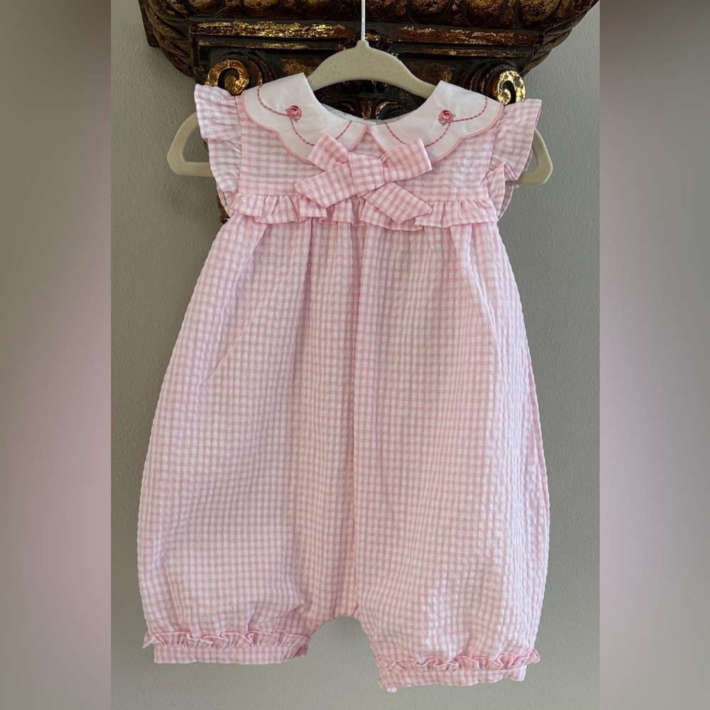 Pink Gingham Baby Romper